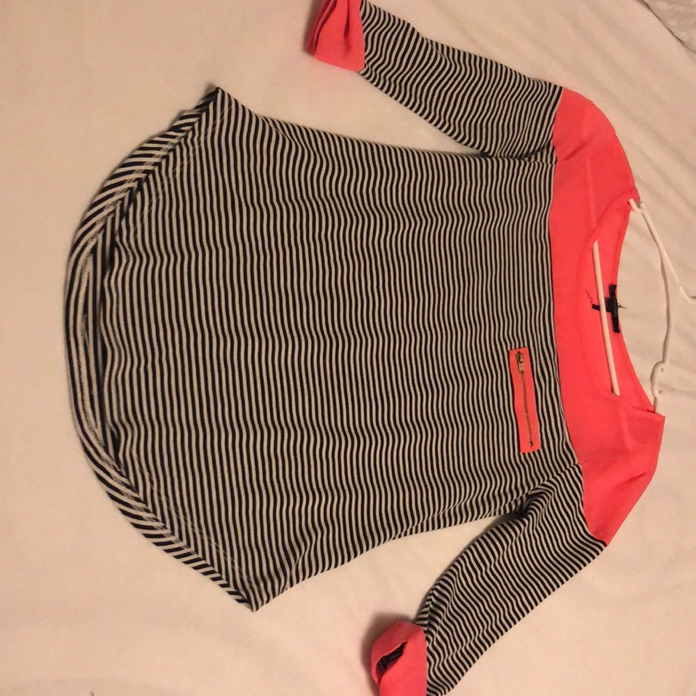 Size S coral/black stripe shirt